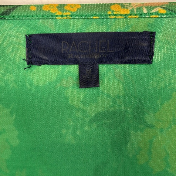 Rachel Rachel Roy Floral Printed Faux Wrap Midi Kelly Green Combo Dress M - Picture 8 of 13